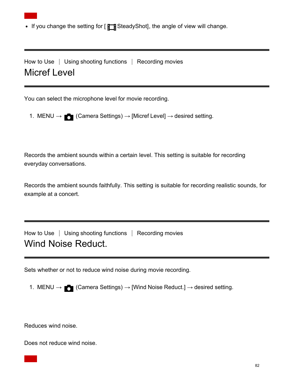 Micref level, Wind noise reduct | Sony DSC-HX400V User Manual | Page 92 / 196