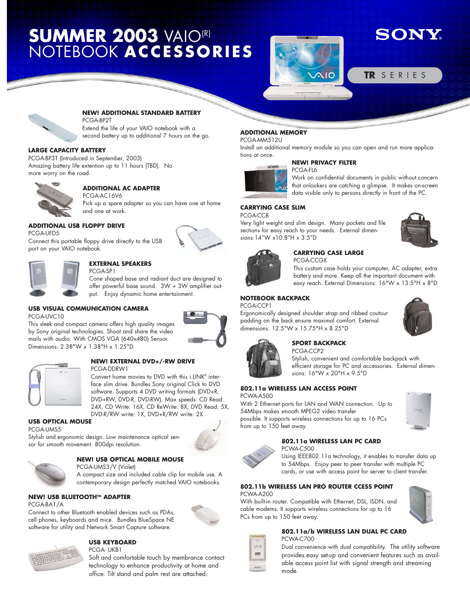 Sony PCG-TR1A User Manual | 1 page