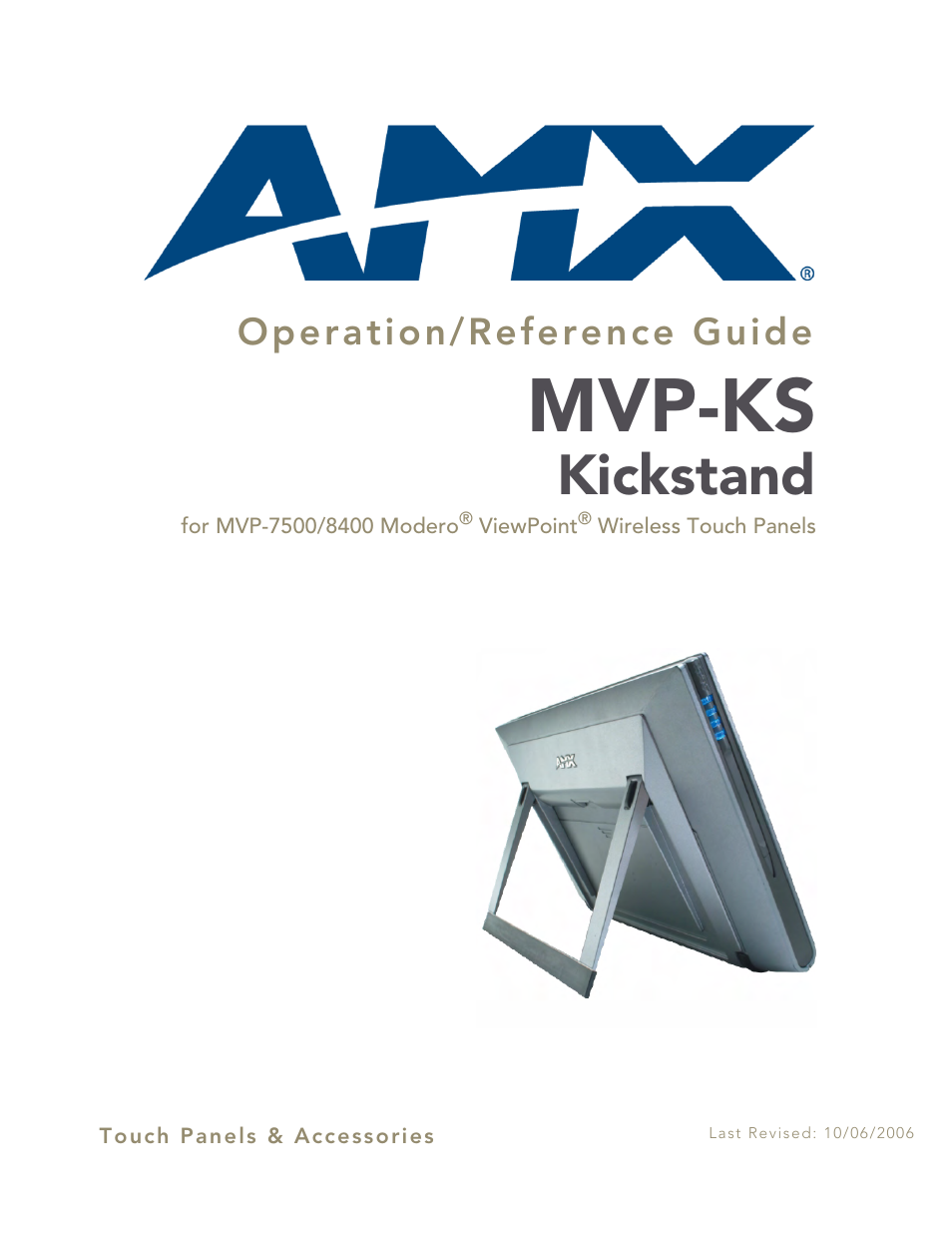 AMX Kickstand for MVP Touch Panels MVP-KS User Manual | 10 pages