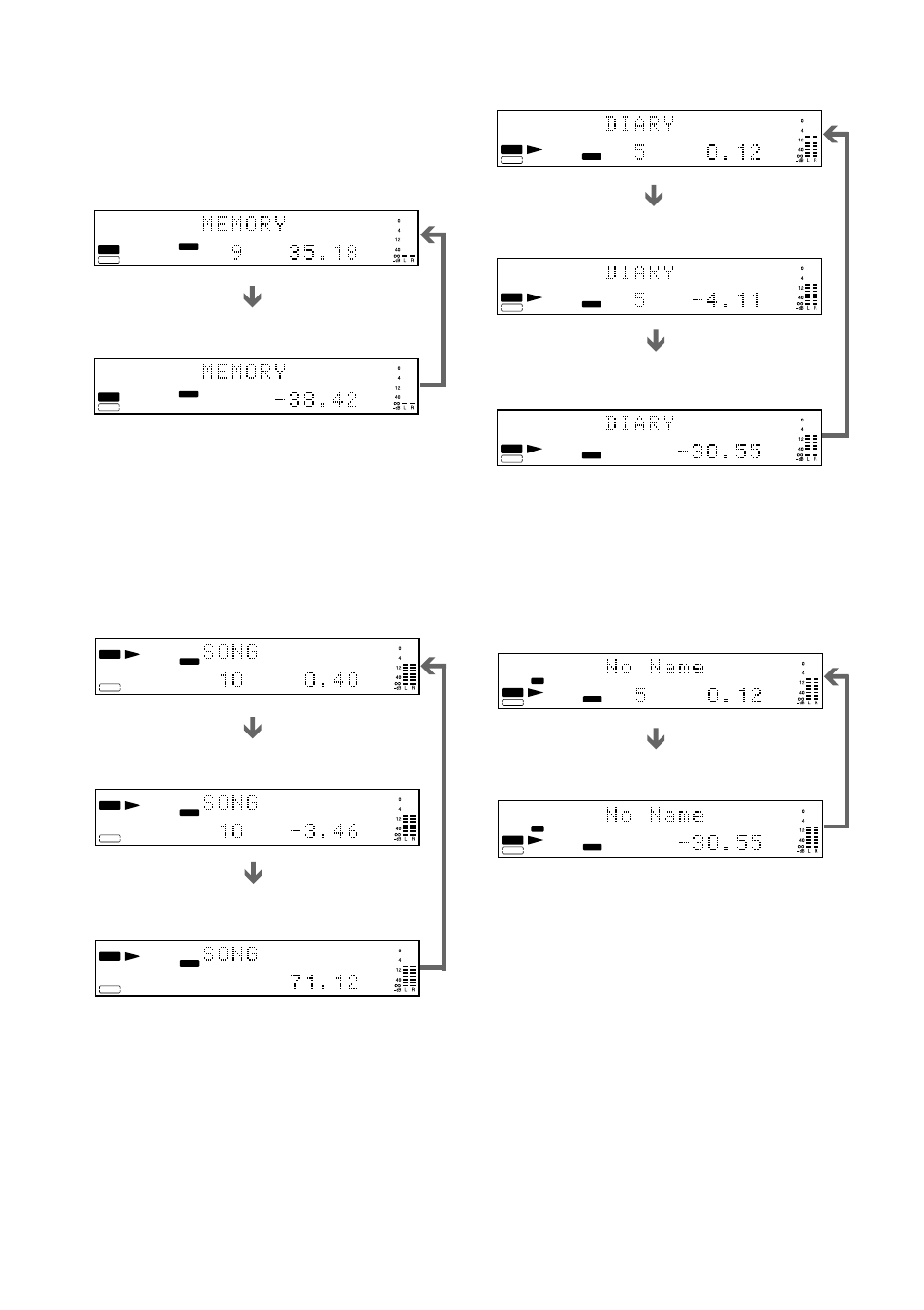 Display while recording, Display while playing, Deck a | Deck b, Tips | Sony RCD-W2000ES User Manual | Page 14 / 44