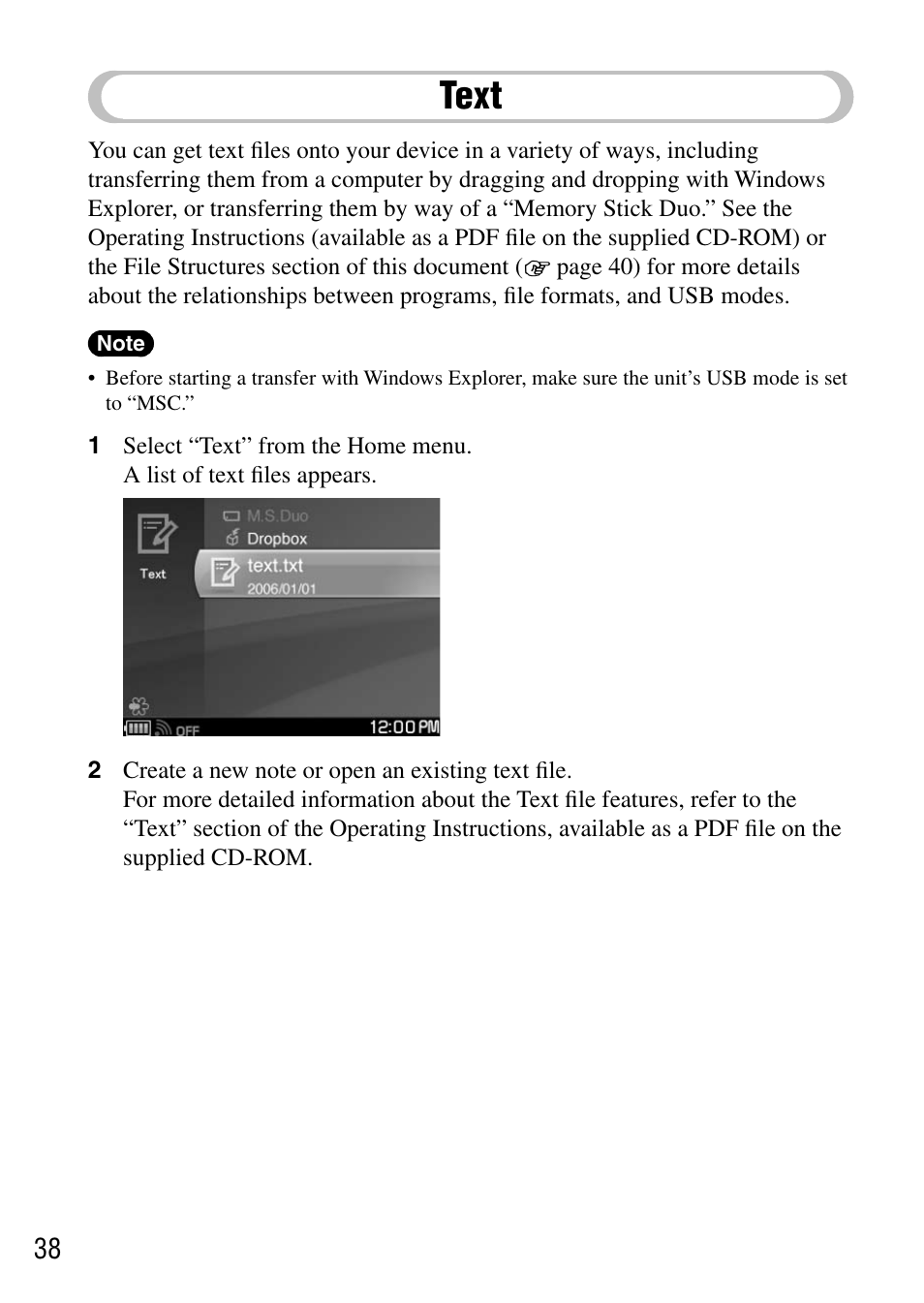 Text | Sony COM-1 User Manual | Page 38 / 56