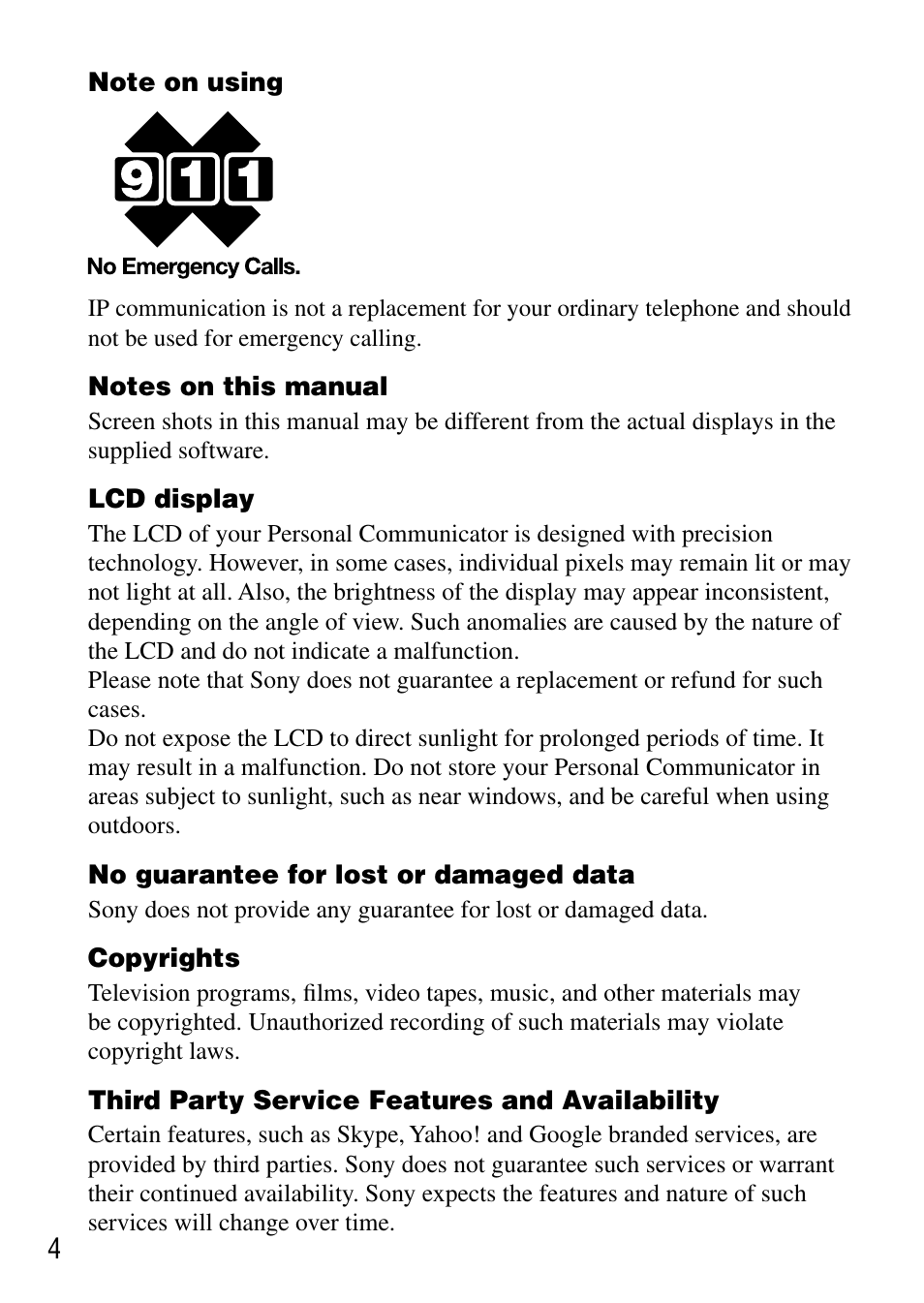 Sony COM-1 User Manual | Page 4 / 56