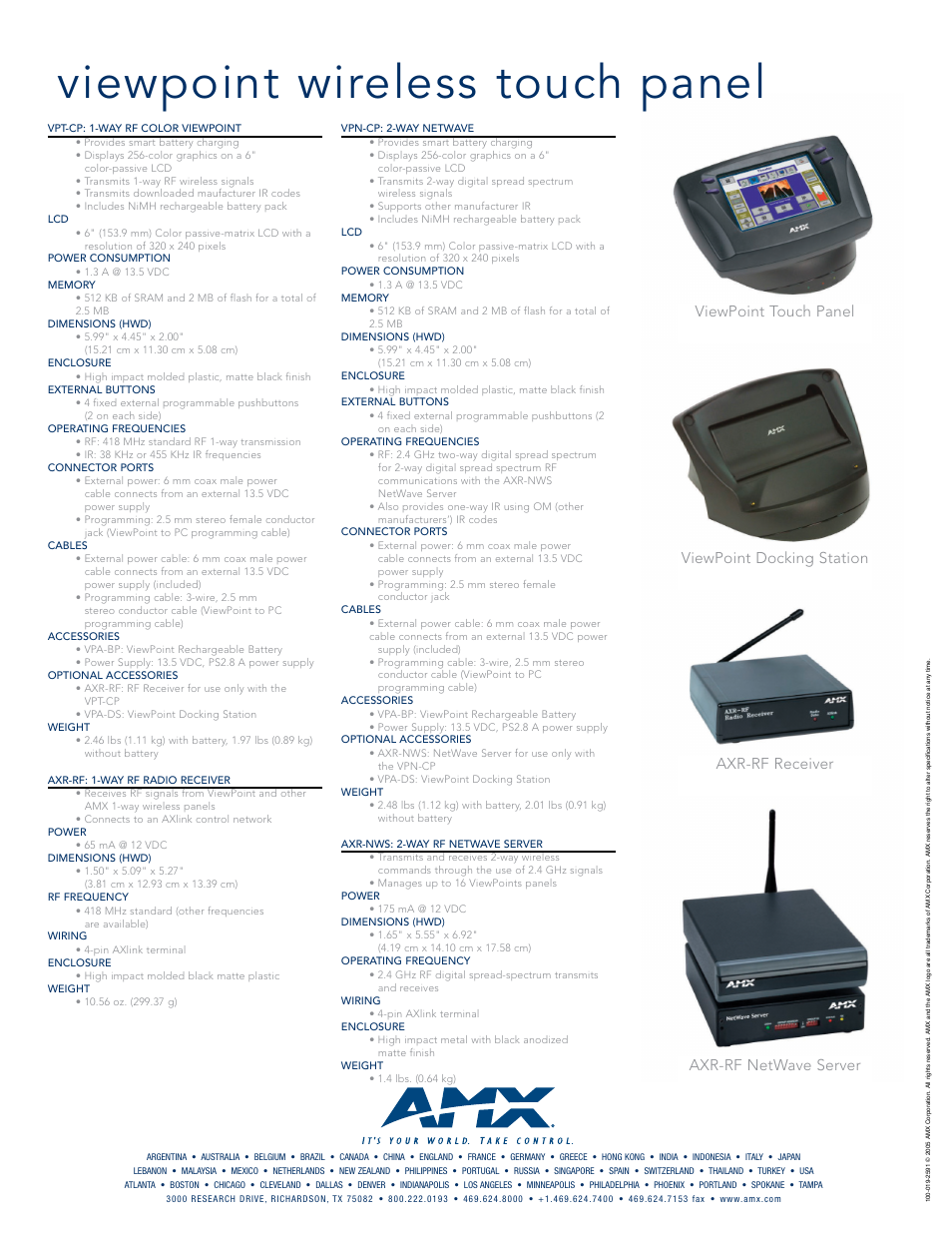 Viewpoint wireless touch panel | AMX VPN-CP User Manual | Page 2 / 2