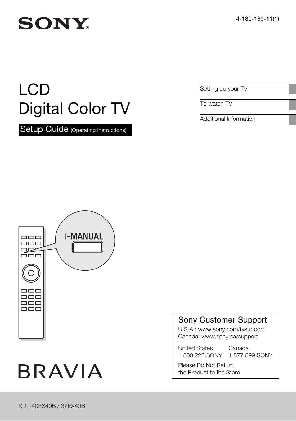 Sony KDL-32EX40B User Manual | 24 pages