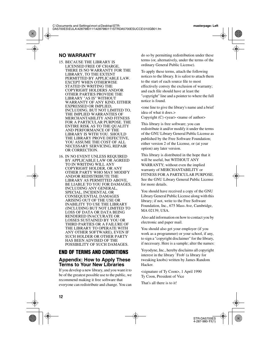 End of terms and conditions | Sony STR-DA3700ES User Manual | Page 12 / 64