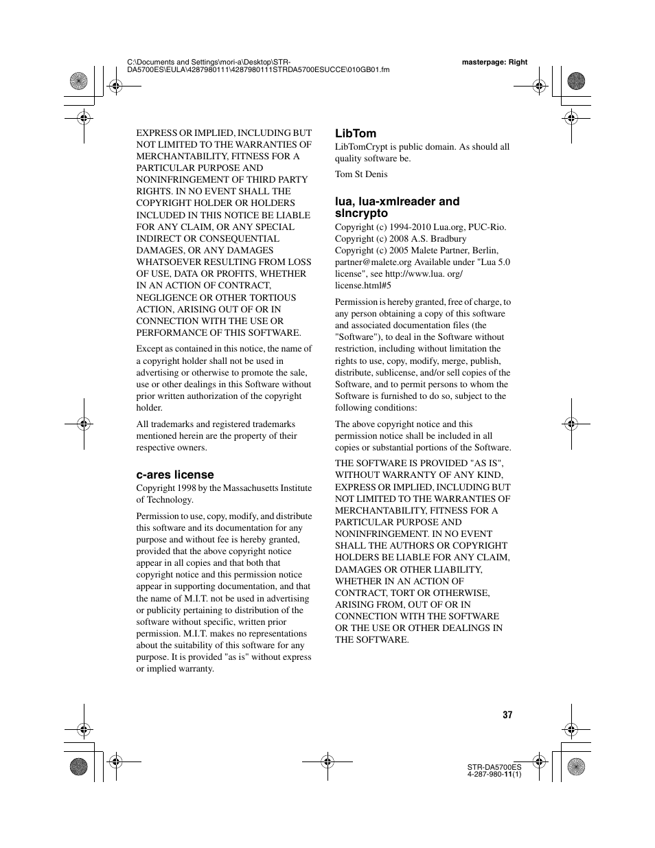 Sony STR-DA3700ES User Manual | Page 37 / 64