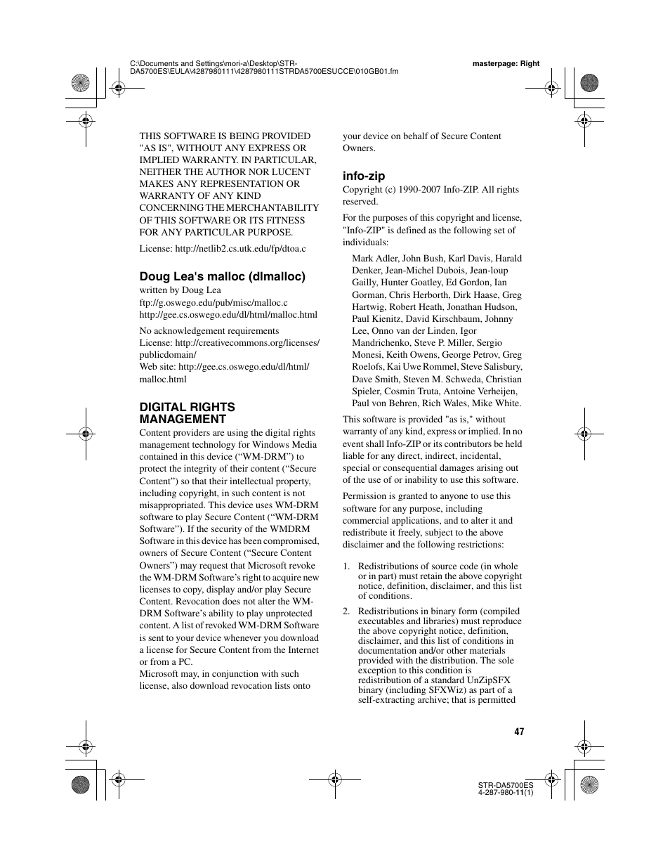 Sony STR-DA3700ES User Manual | Page 47 / 64