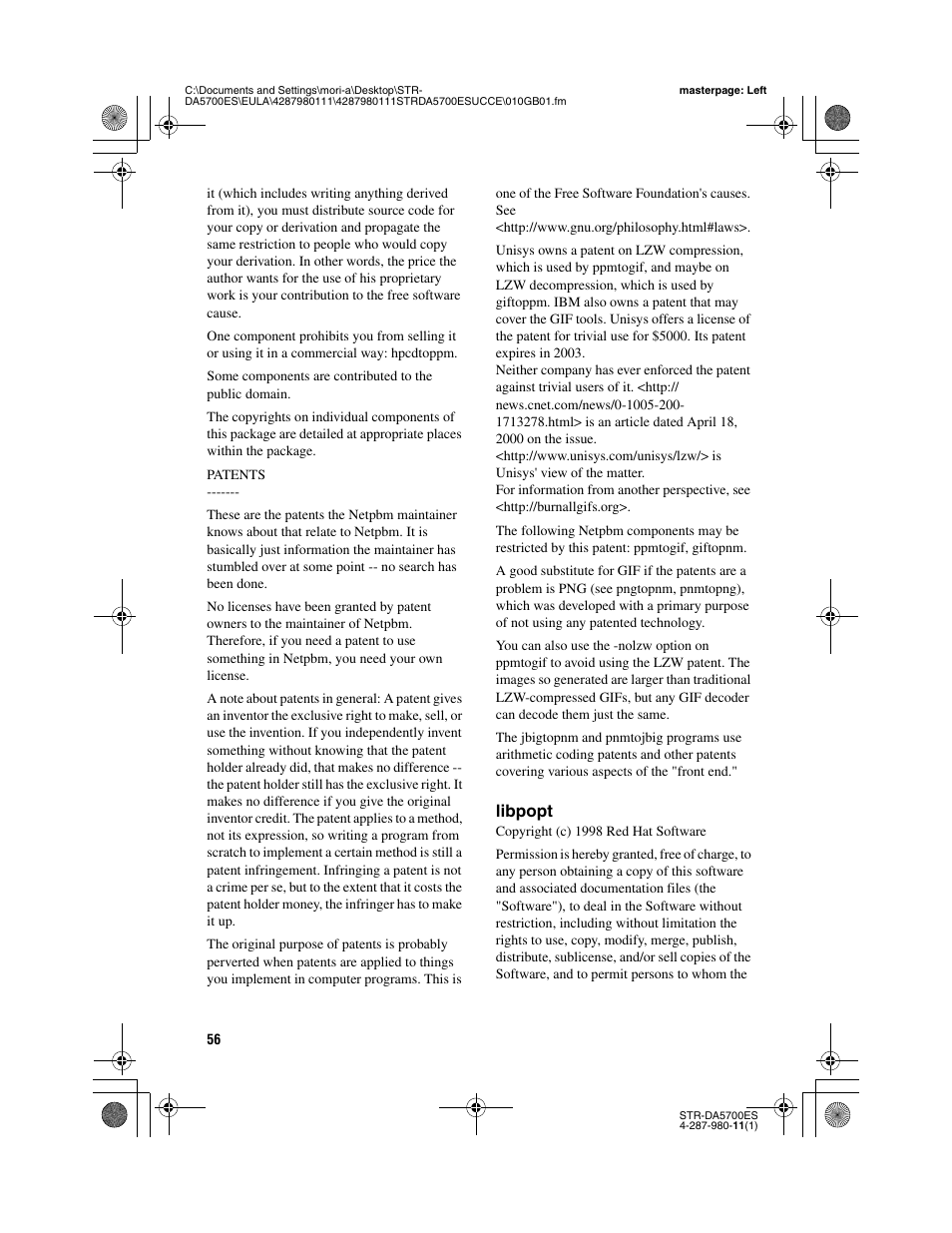 Libpopt | Sony STR-DA3700ES User Manual | Page 56 / 64