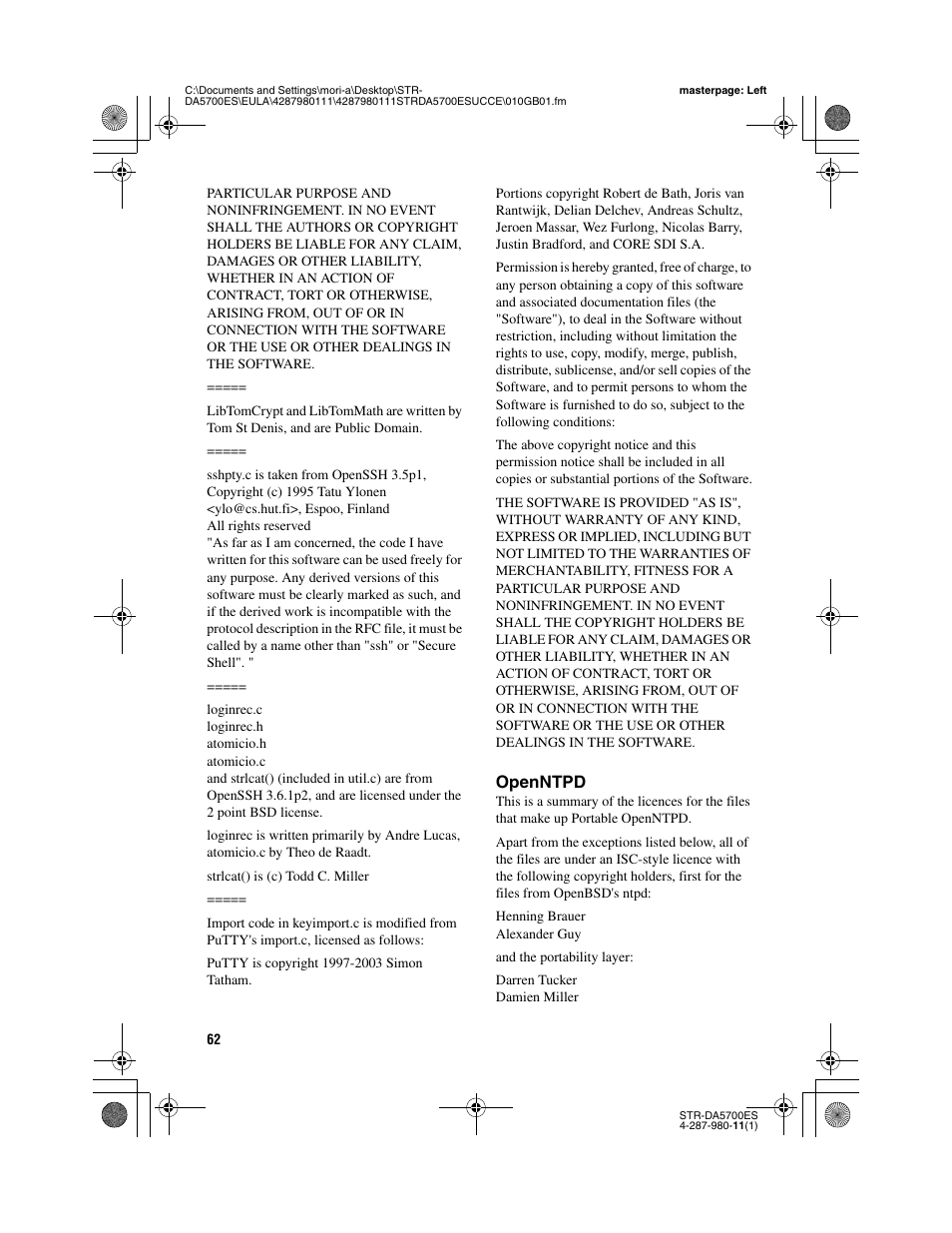 Openntpd | Sony STR-DA3700ES User Manual | Page 62 / 64