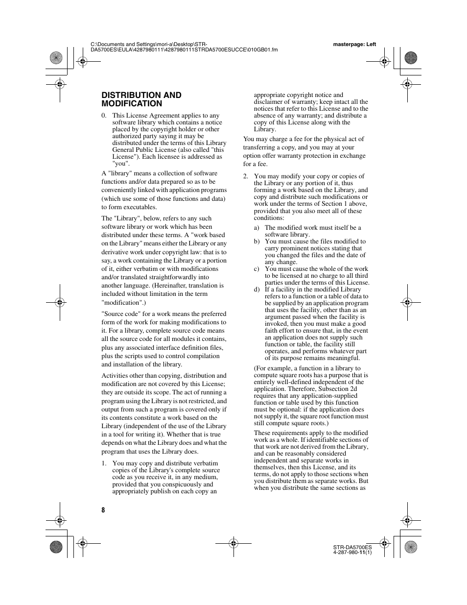 Distribution and modification | Sony STR-DA3700ES User Manual | Page 8 / 64