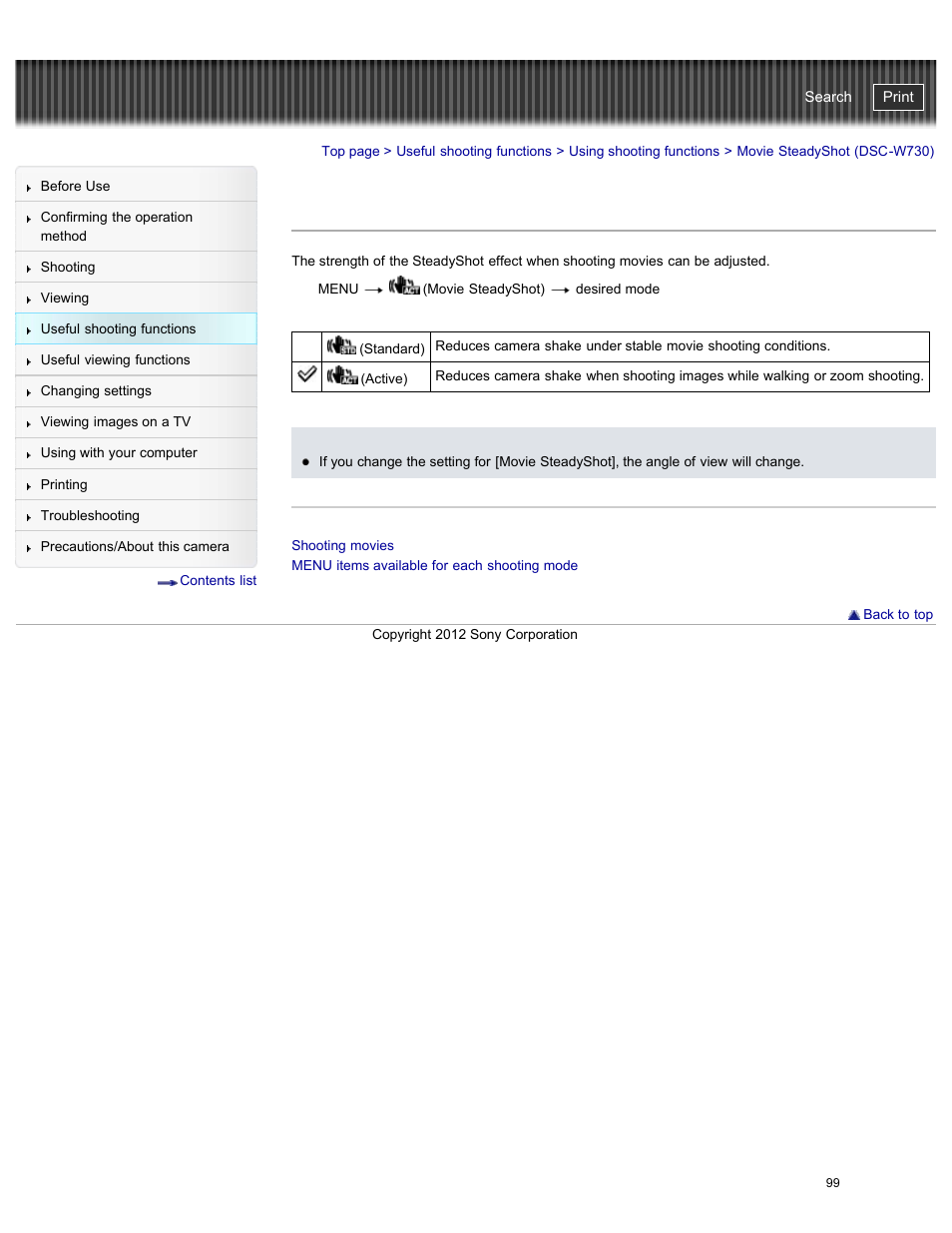 Movie steadyshot (dsc-w730), Cyber-shot user guide | Sony DSC-W730 User Manual | Page 106 / 201