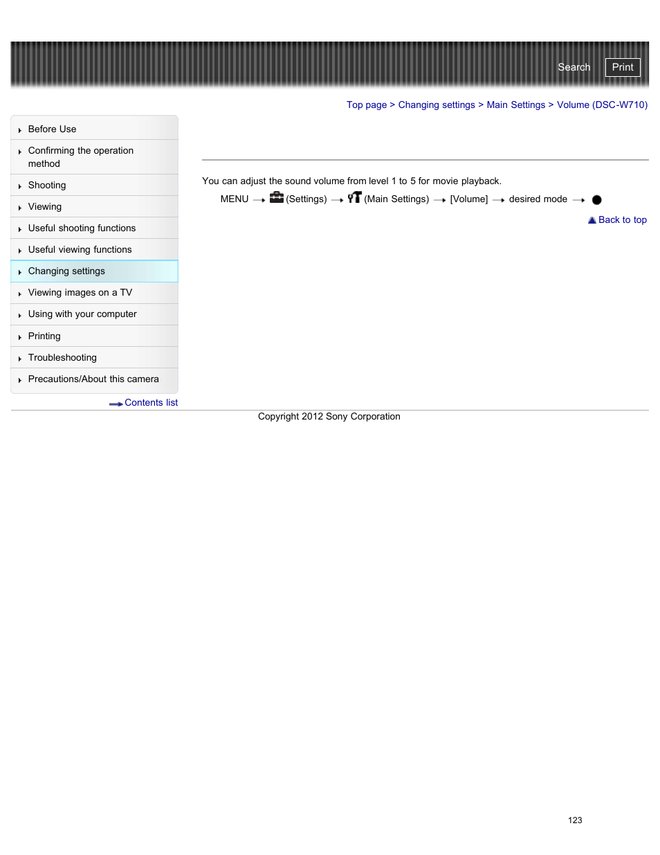 Volume (dsc-w710), Cyber-shot user guide | Sony DSC-W730 User Manual | Page 130 / 201