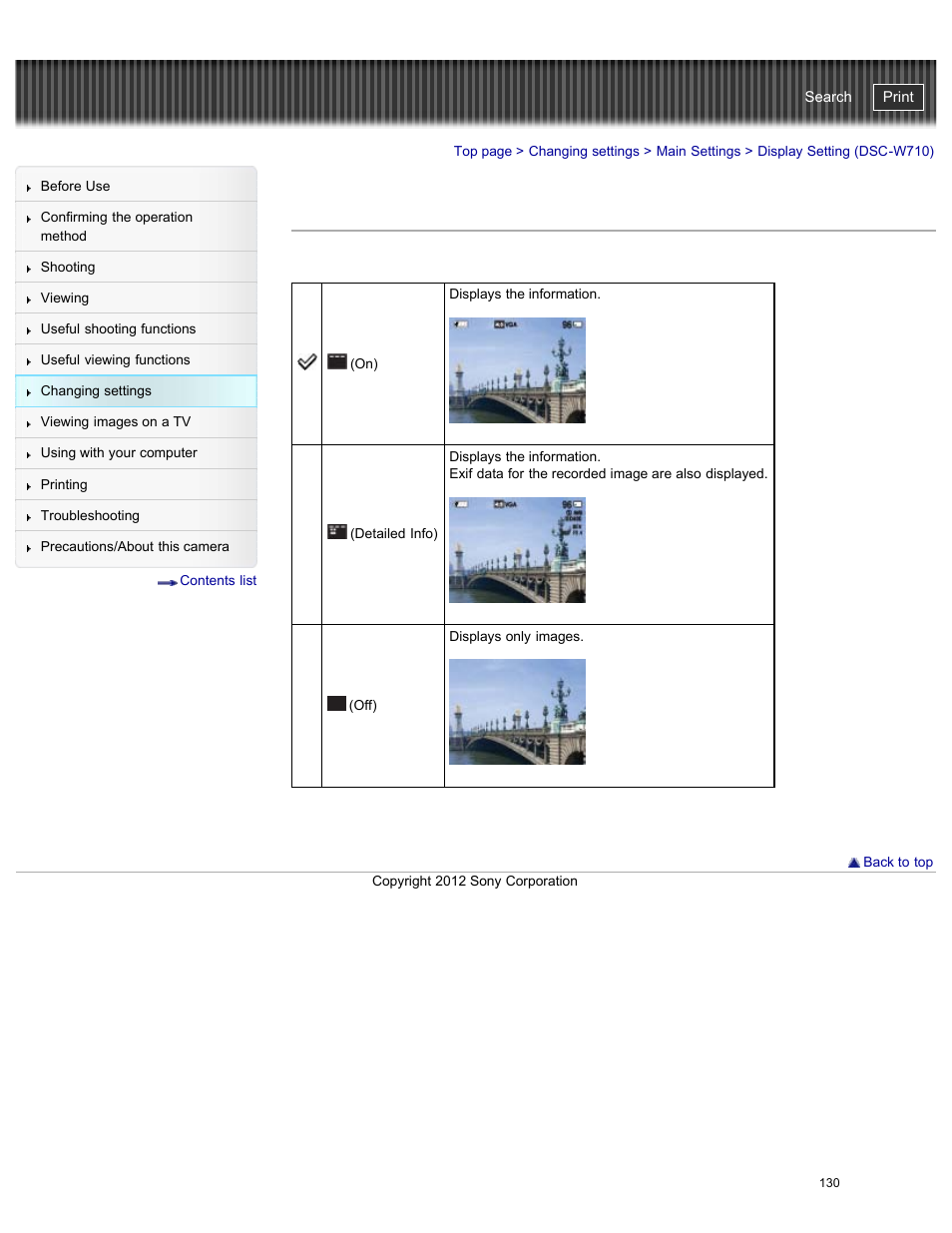 Display setting (dsc-w710), Cyber-shot user guide | Sony DSC-W730 User Manual | Page 137 / 201
