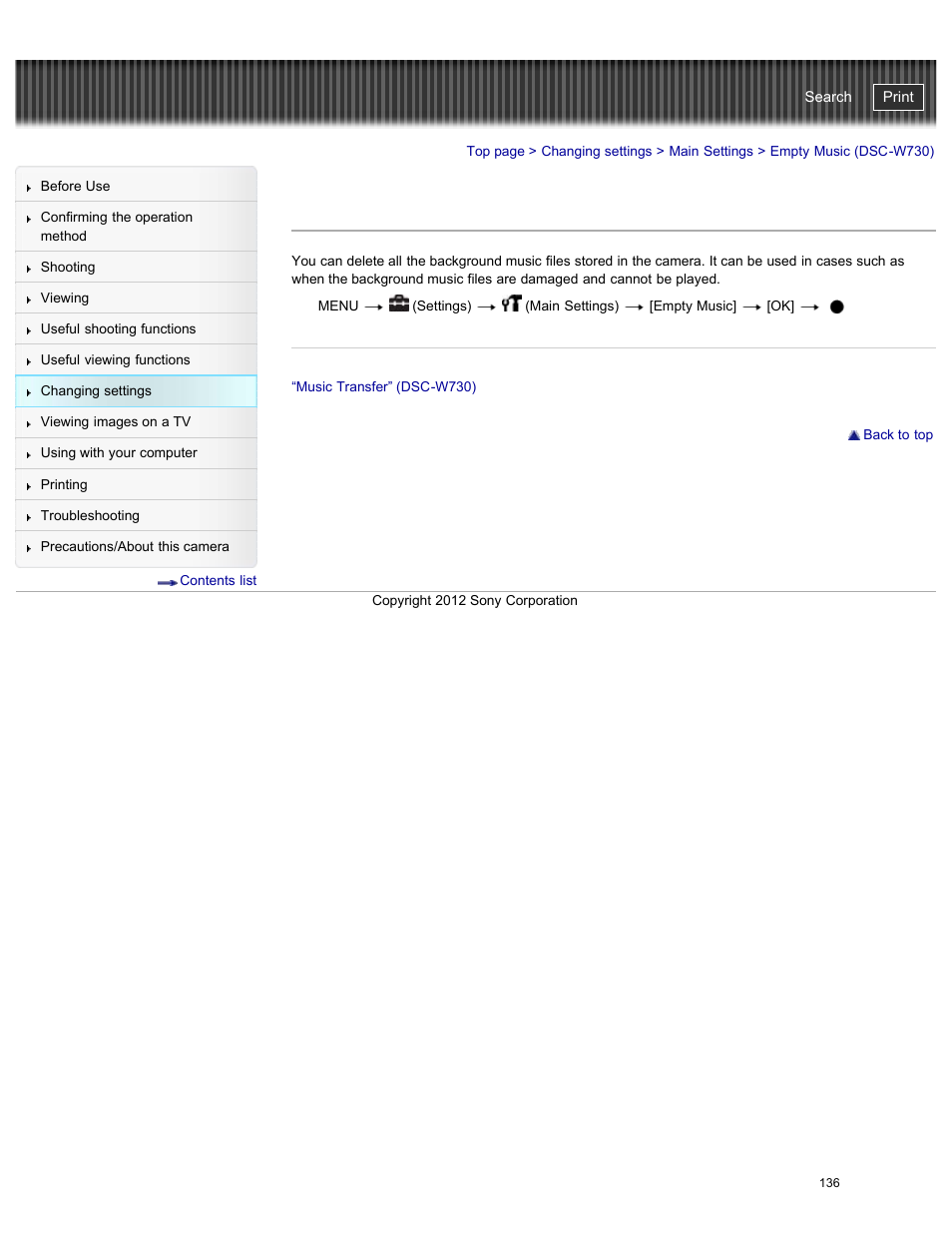 Empty music (dsc-w730), Cyber-shot user guide | Sony DSC-W730 User Manual | Page 143 / 201