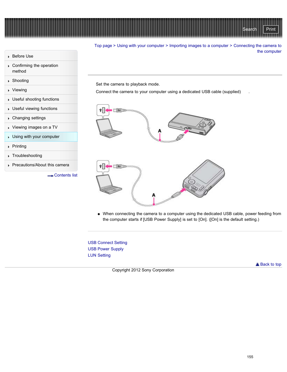 Connecting the camera to the computer, Cyber-shot user guide | Sony DSC-W730 User Manual | Page 162 / 201