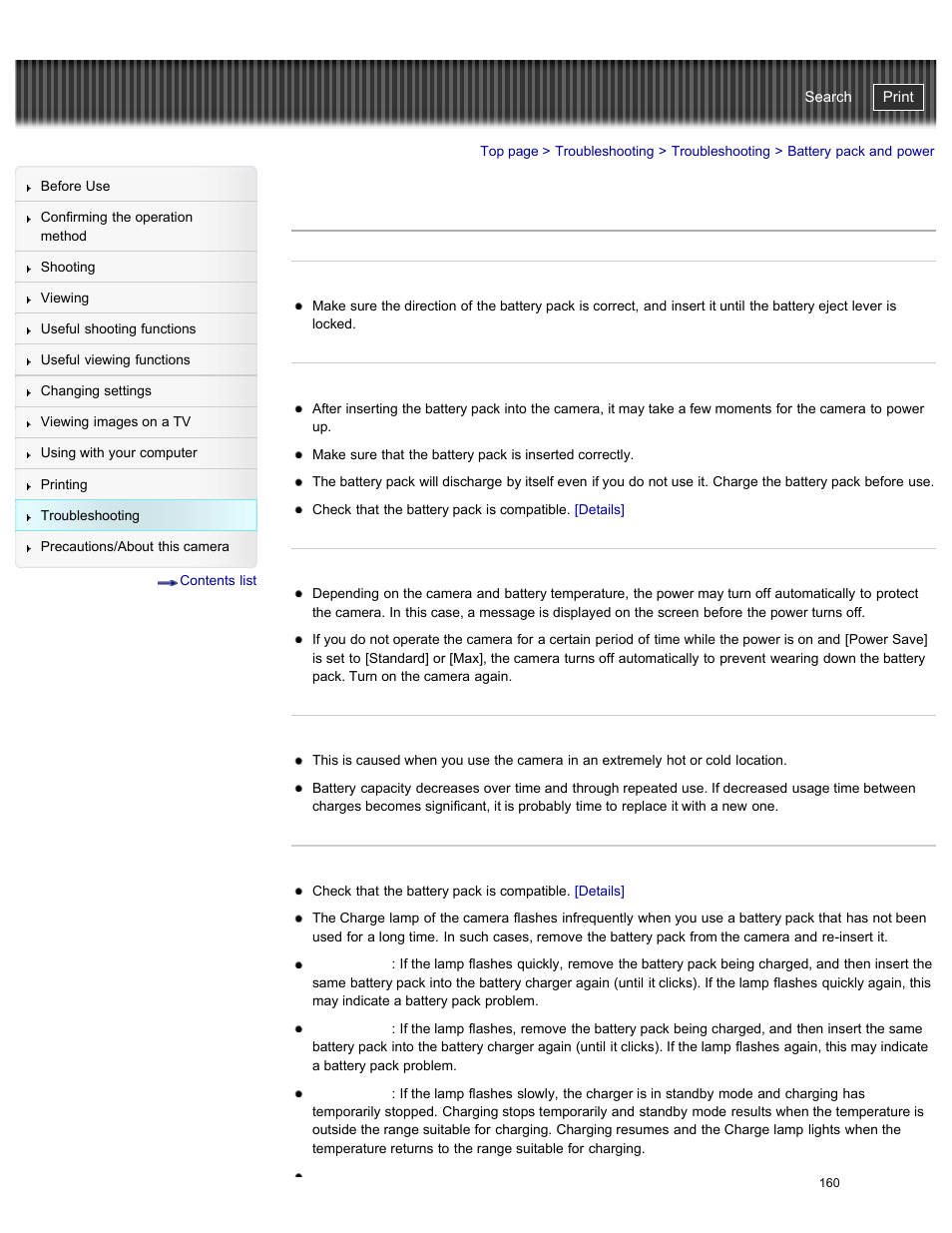 Battery pack and power, Cyber-shot user guide | Sony DSC-W730 User Manual | Page 167 / 201