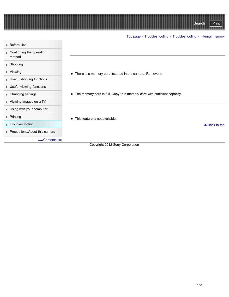 Internal memory, Cyber-shot user guide | Sony DSC-W730 User Manual | Page 175 / 201