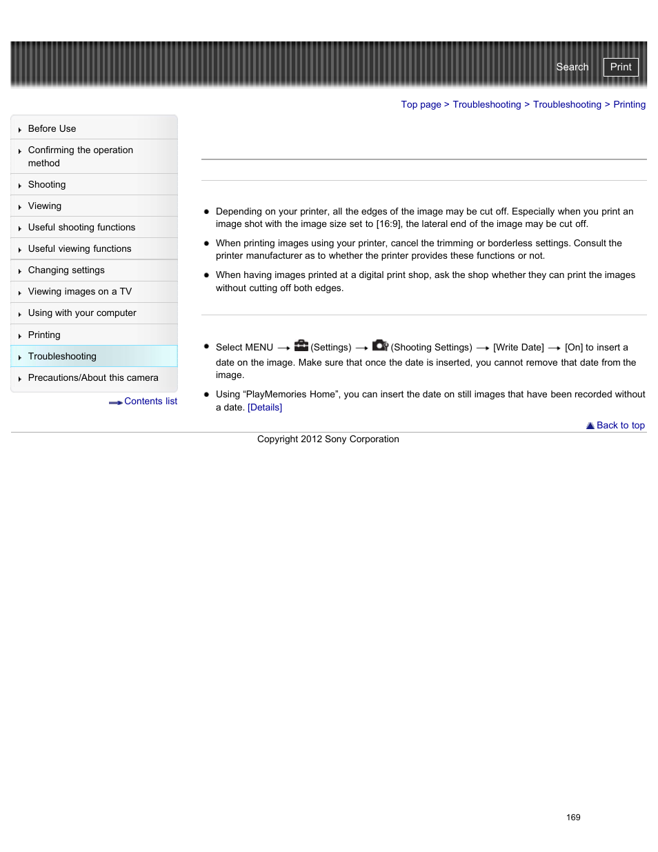 Printing, Cyber-shot user guide | Sony DSC-W730 User Manual | Page 176 / 201