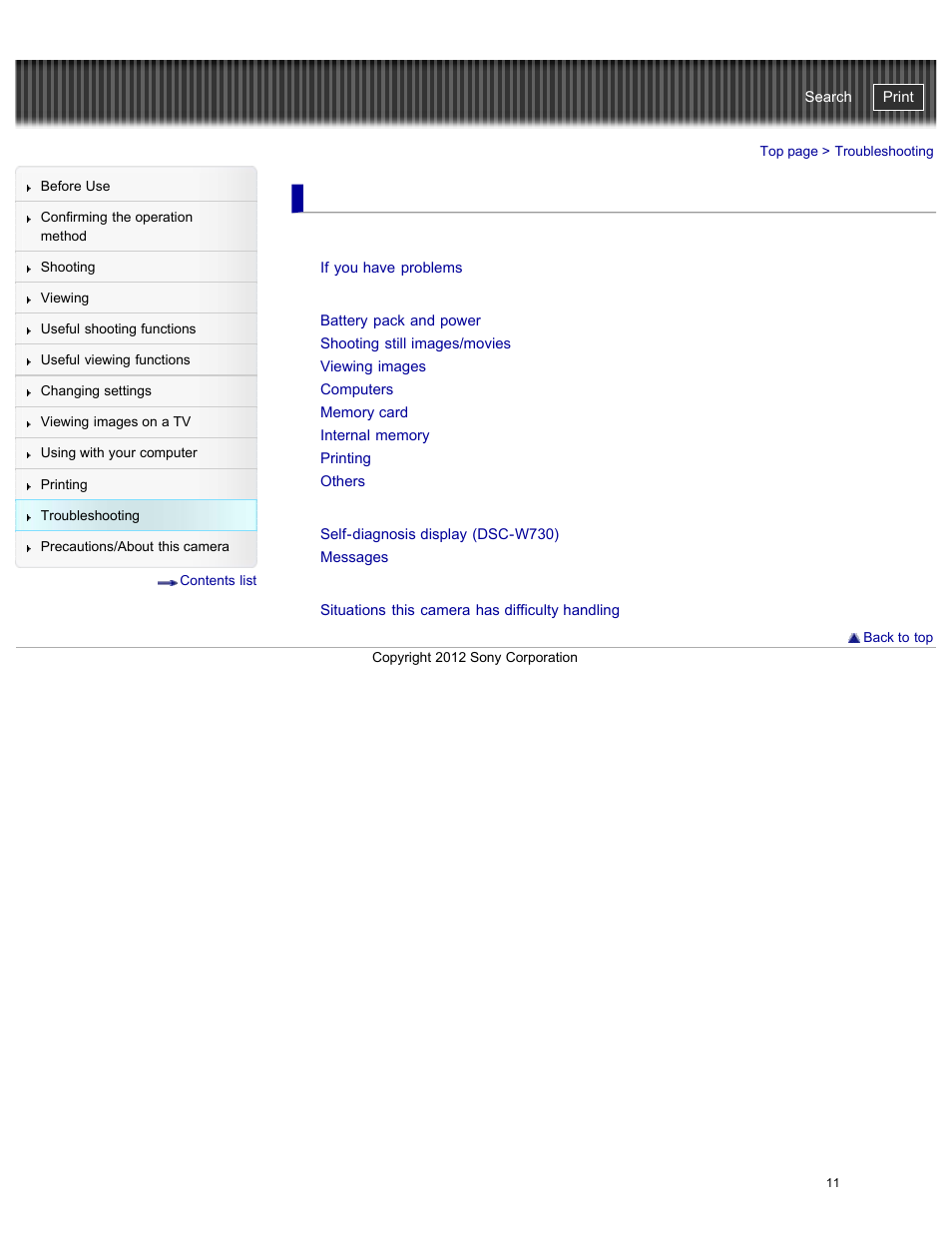 Troubleshooting, Warning indicators and messages, Cyber-shot user guide | Sony DSC-W730 User Manual | Page 18 / 201