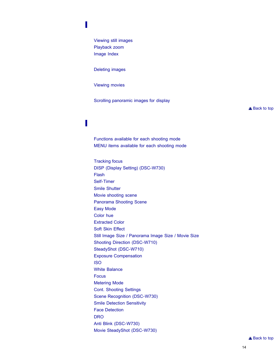 Sony DSC-W730 User Manual | Page 21 / 201