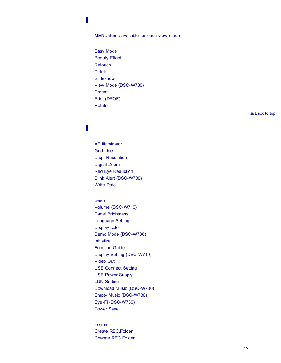 Sony DSC-W730 User Manual | Page 22 / 201