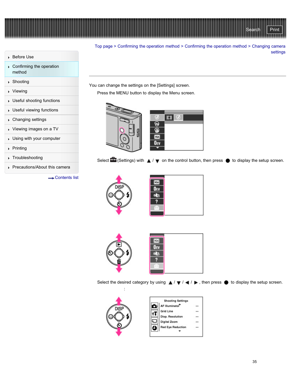 Changing camera settings, Cyber-shot user guide | Sony DSC-W730 User Manual | Page 42 / 201