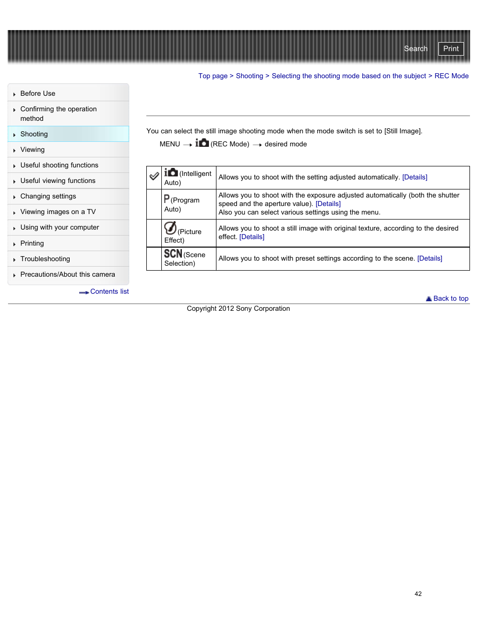 Rec mode, Cyber-shot user guide | Sony DSC-W730 User Manual | Page 49 / 201