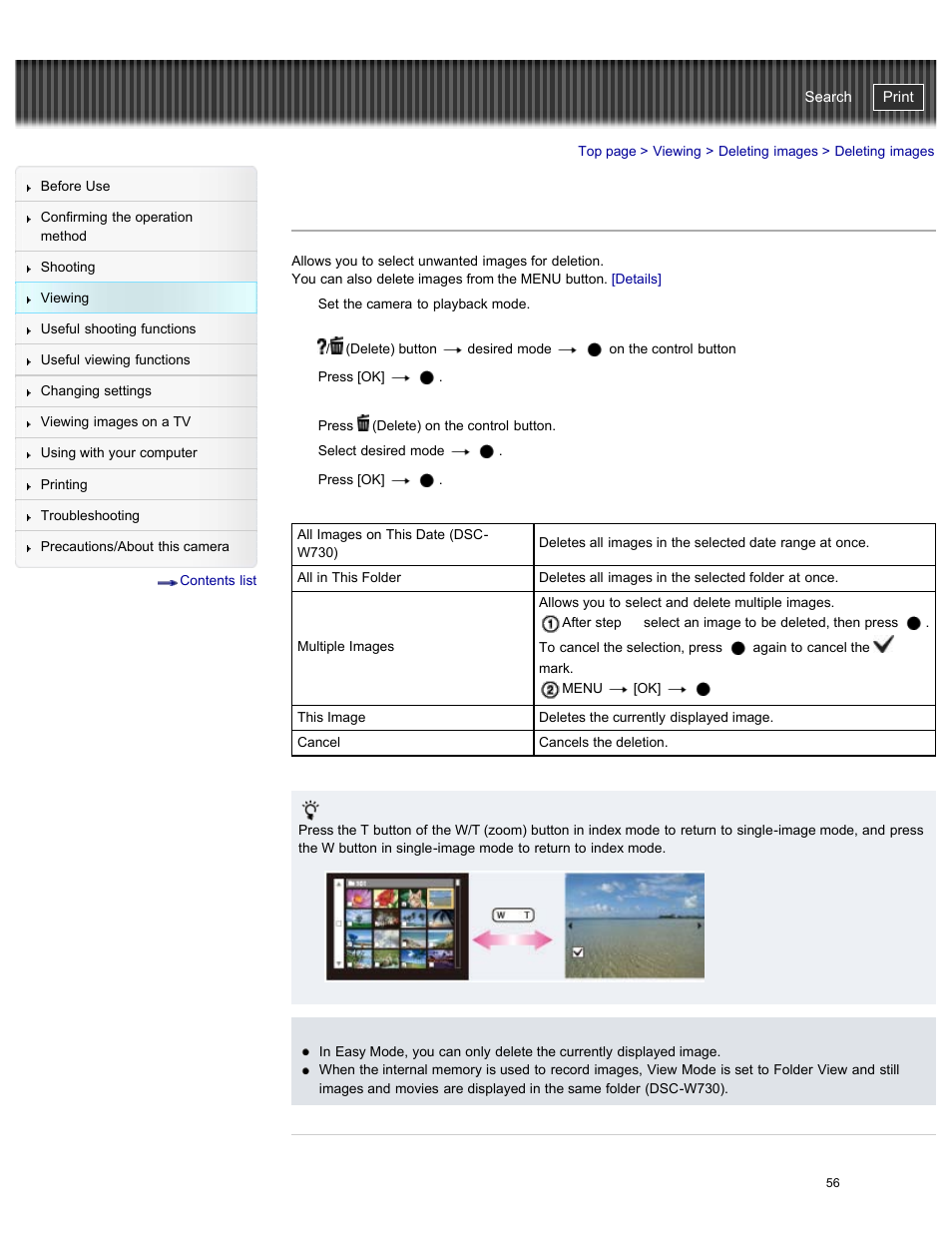 Deleting images, Cyber-shot user guide | Sony DSC-W730 User Manual | Page 63 / 201