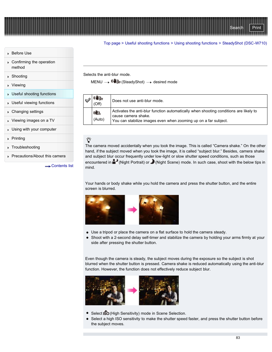 Steadyshot (dsc-w710), Cyber-shot user guide | Sony DSC-W730 User Manual | Page 90 / 201