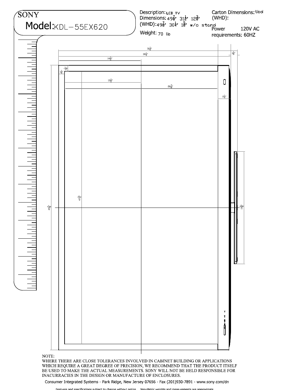 Sony KDL-55EX620 User Manual | 5 pages
