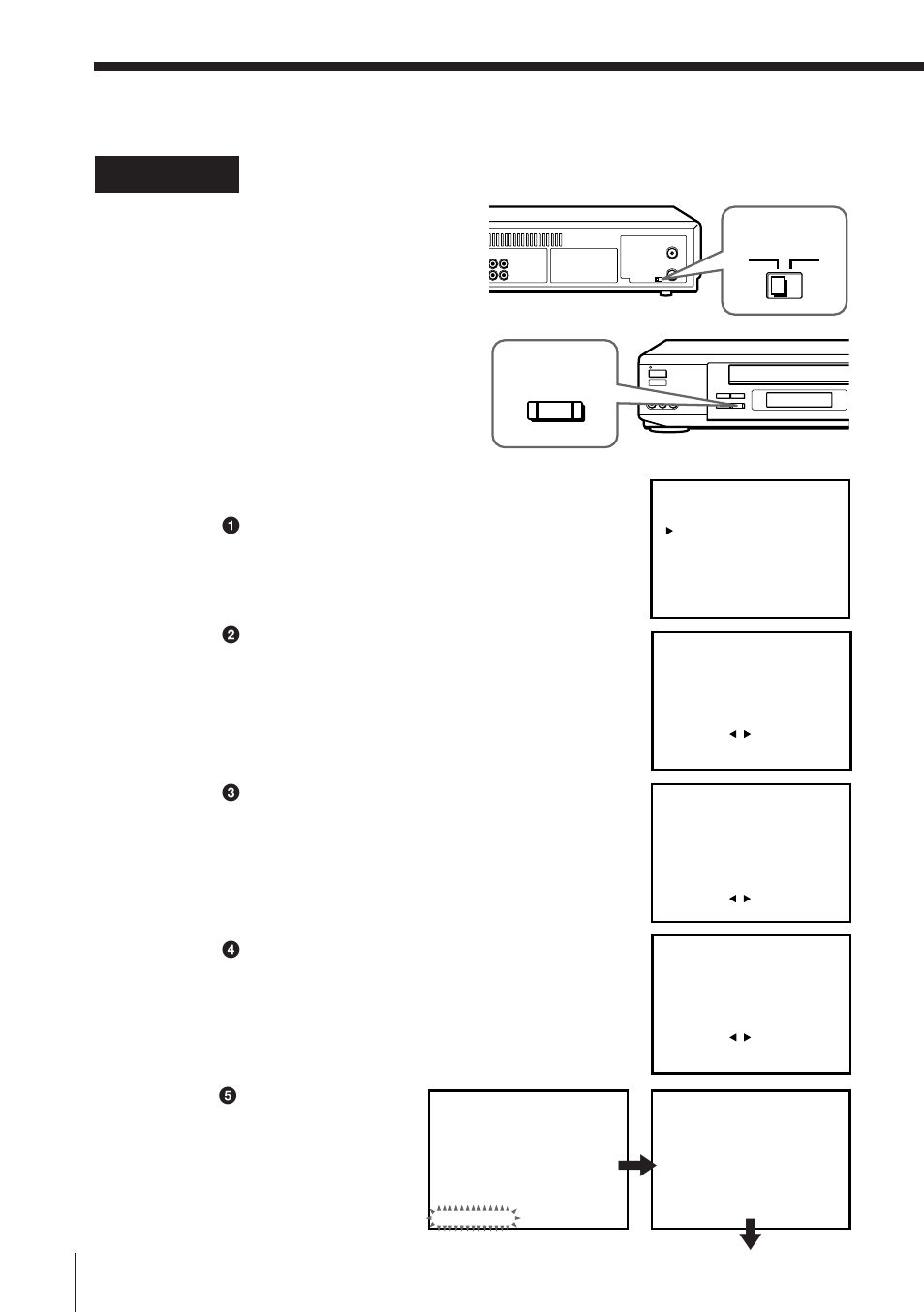 Hookup 6: vcr setup, Step 3: hookups (continued), Set the a/b switch to “a | Press easy set up on the vcr, Rf unit | Sony SLV-777HF User Manual | Page 26 / 88