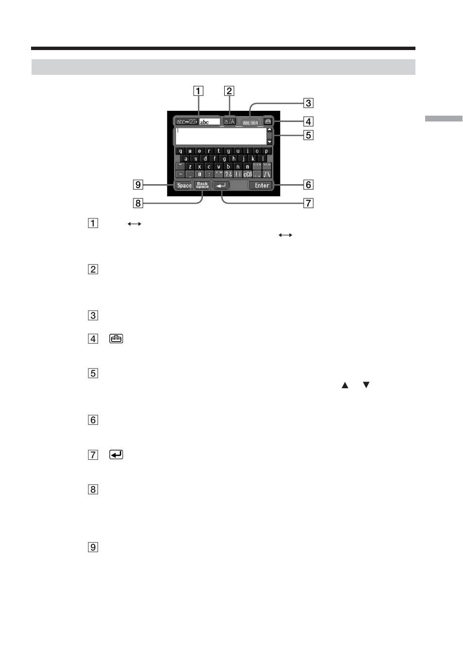 The character input screen | Sony DCR-TRV70 User Manual | Page 11 / 168