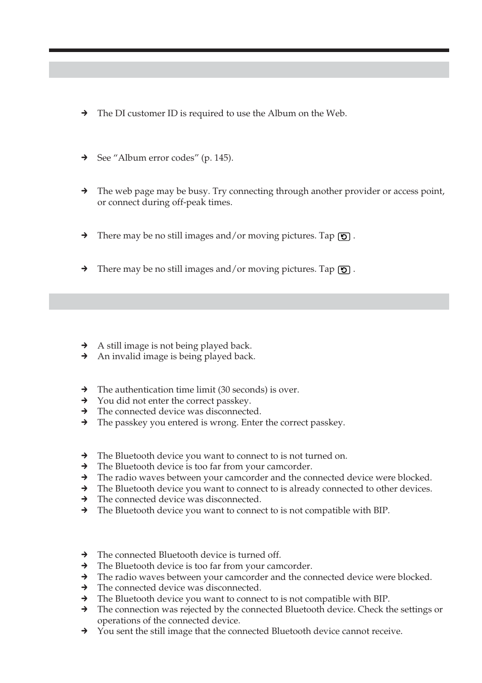 Troubles about the album on the web | Sony DCR-TRV70 User Manual | Page 134 / 168
