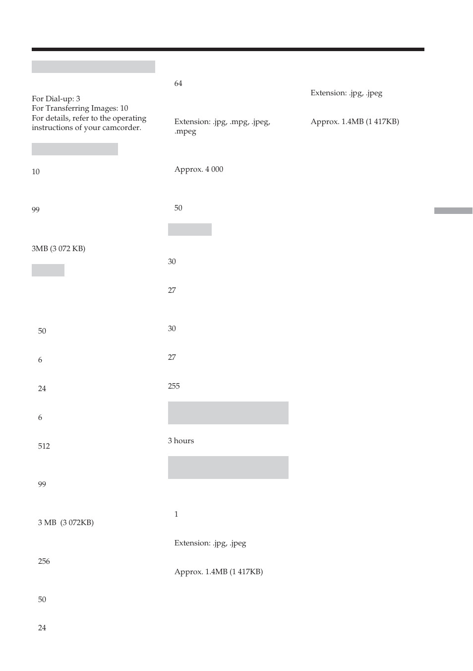 Specifications | Sony DCR-TRV70 User Manual | Page 139 / 168