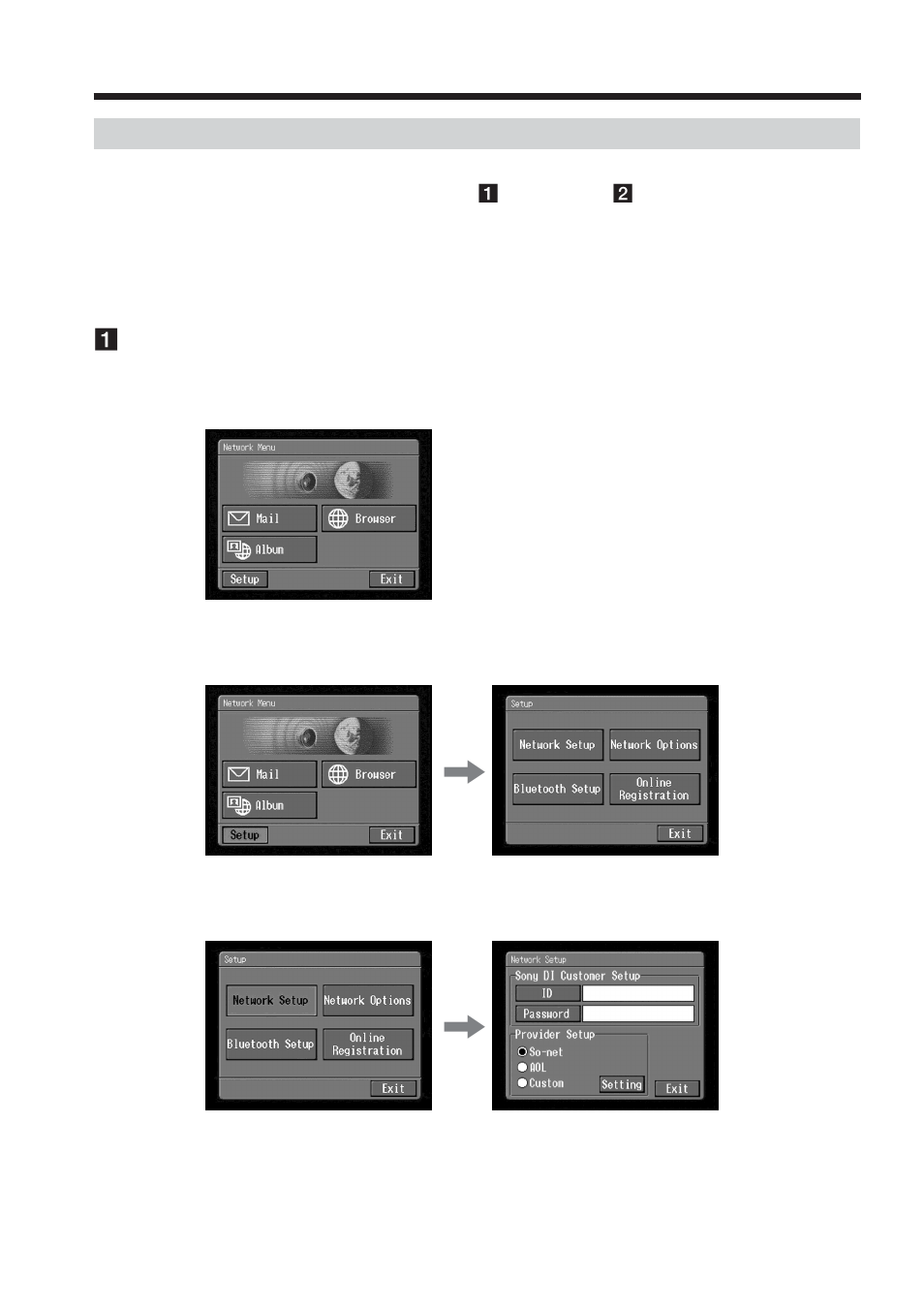 Setting your provider preferences for “aol | Sony DCR-TRV70 User Manual | Page 48 / 168