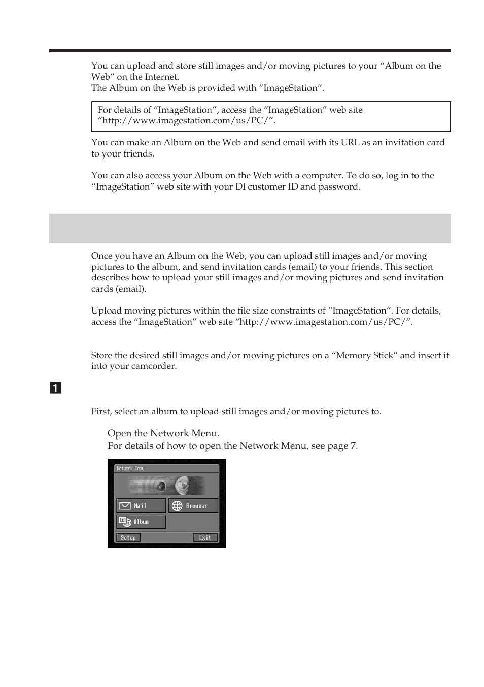 Network operation, Making your album on the web | Sony DCR-TRV70 User Manual | Page 68 / 168