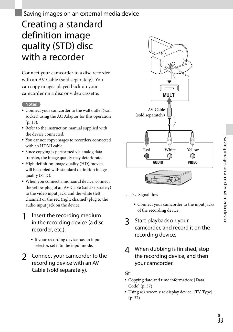 Saving images on an external media device, Saving images on an external, Media device | Sony HDR-CX380 User Manual | Page 33 / 52