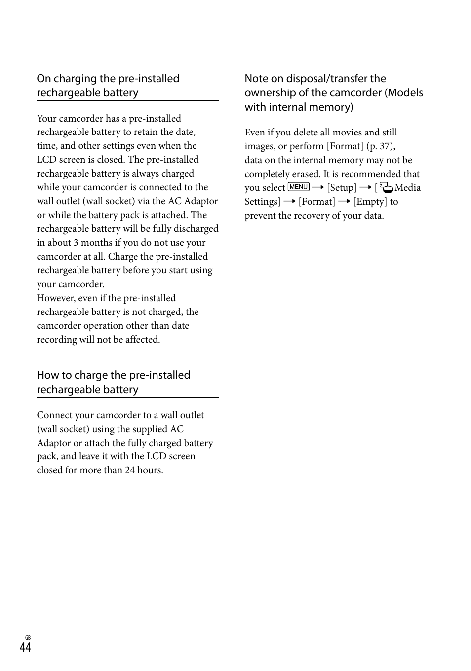 Sony HDR-CX380 User Manual | Page 44 / 52