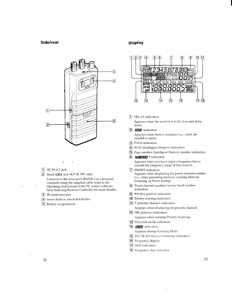 Ipsotoo, O itl, Hi l8j | Ojjooclsiôp, Side/rear display, 0i! 01 | Sony ICF-SC1 User Manual | Page 20 / 21