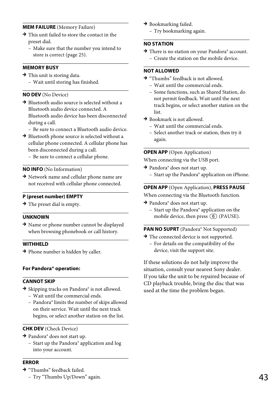 Sony MEX-BT31PW User Manual | Page 43 / 92