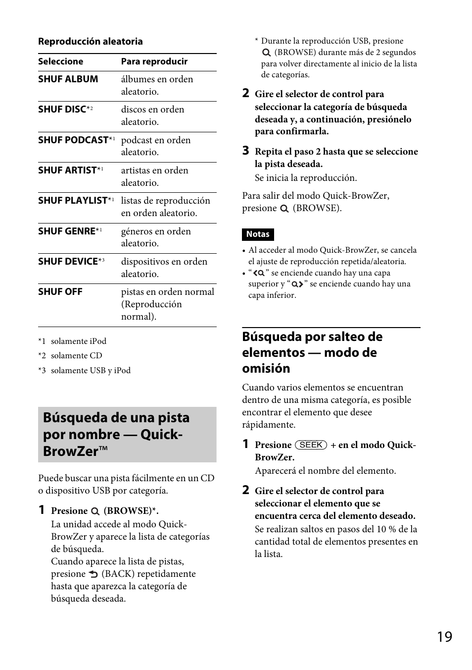 Búsqueda de una pista por nombre — quick- browzer, Búsqueda de una pista por nombre — quick-browzer, Búsqueda por salteo de elementos — modo de omisión | Sony MEX-BT31PW User Manual | Page 61 / 92