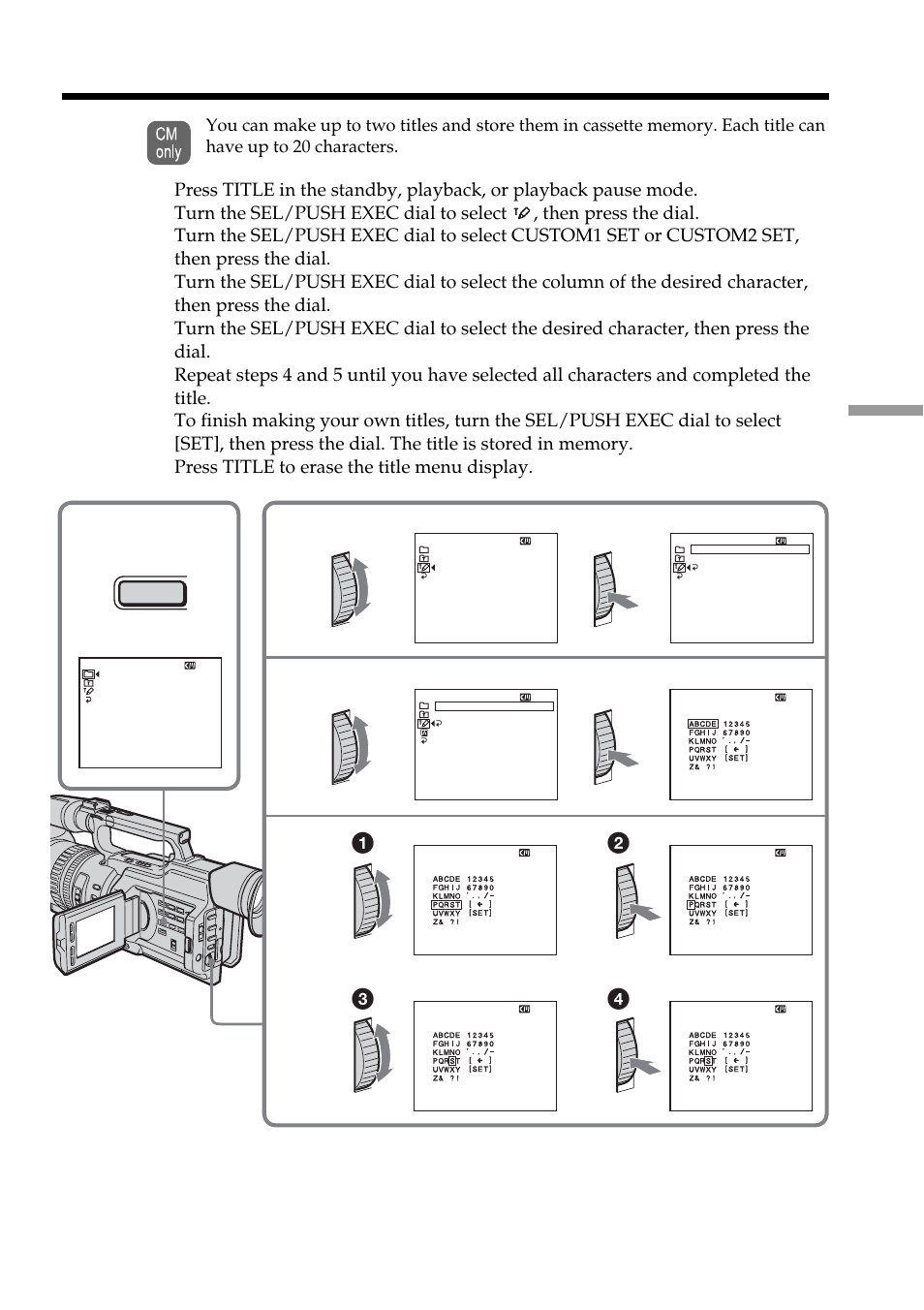 Making your own titles | Sony DCR-VX2100 User Manual | Page 103 / 176