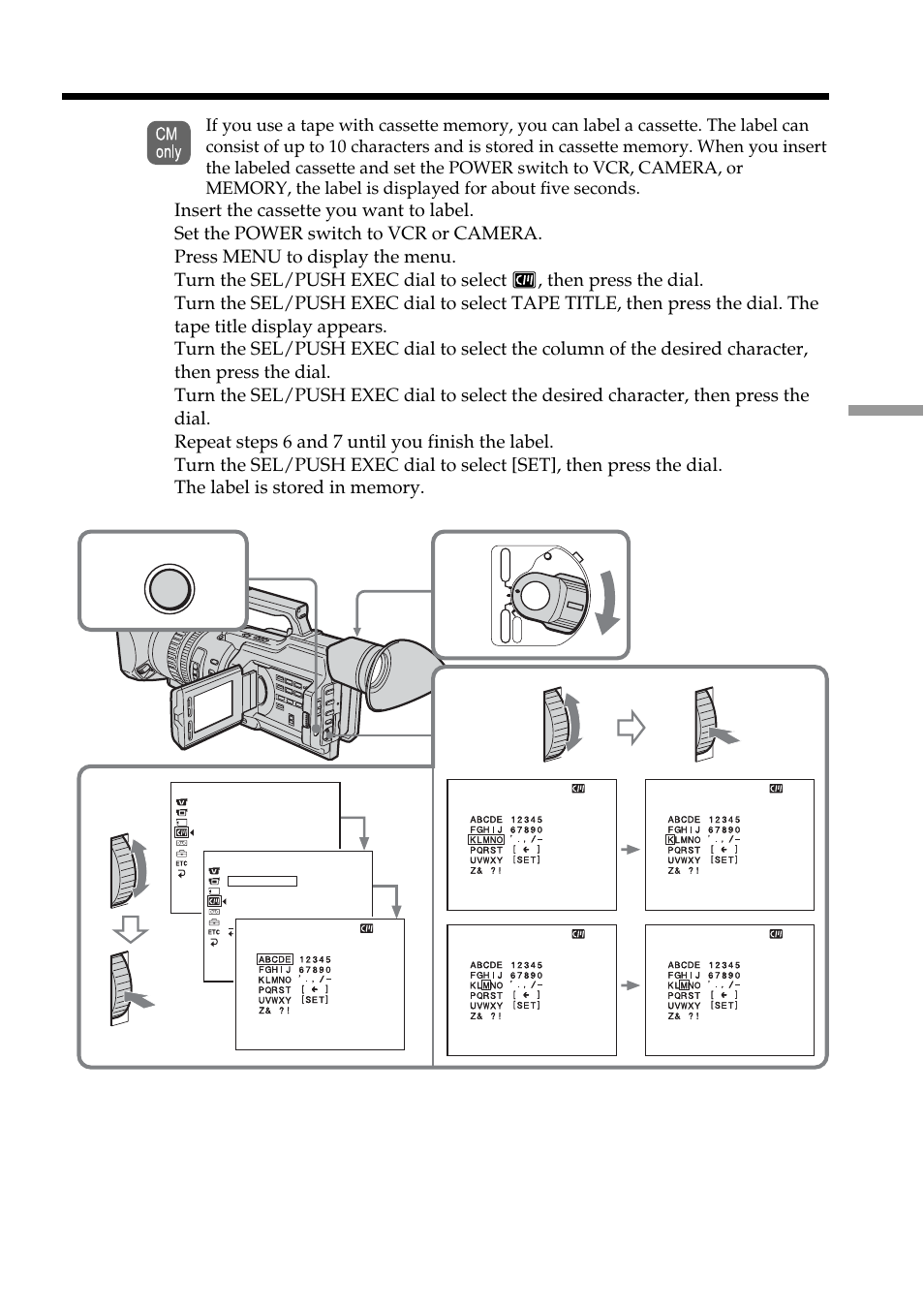 Labeling a cassette | Sony DCR-VX2100 User Manual | Page 105 / 176