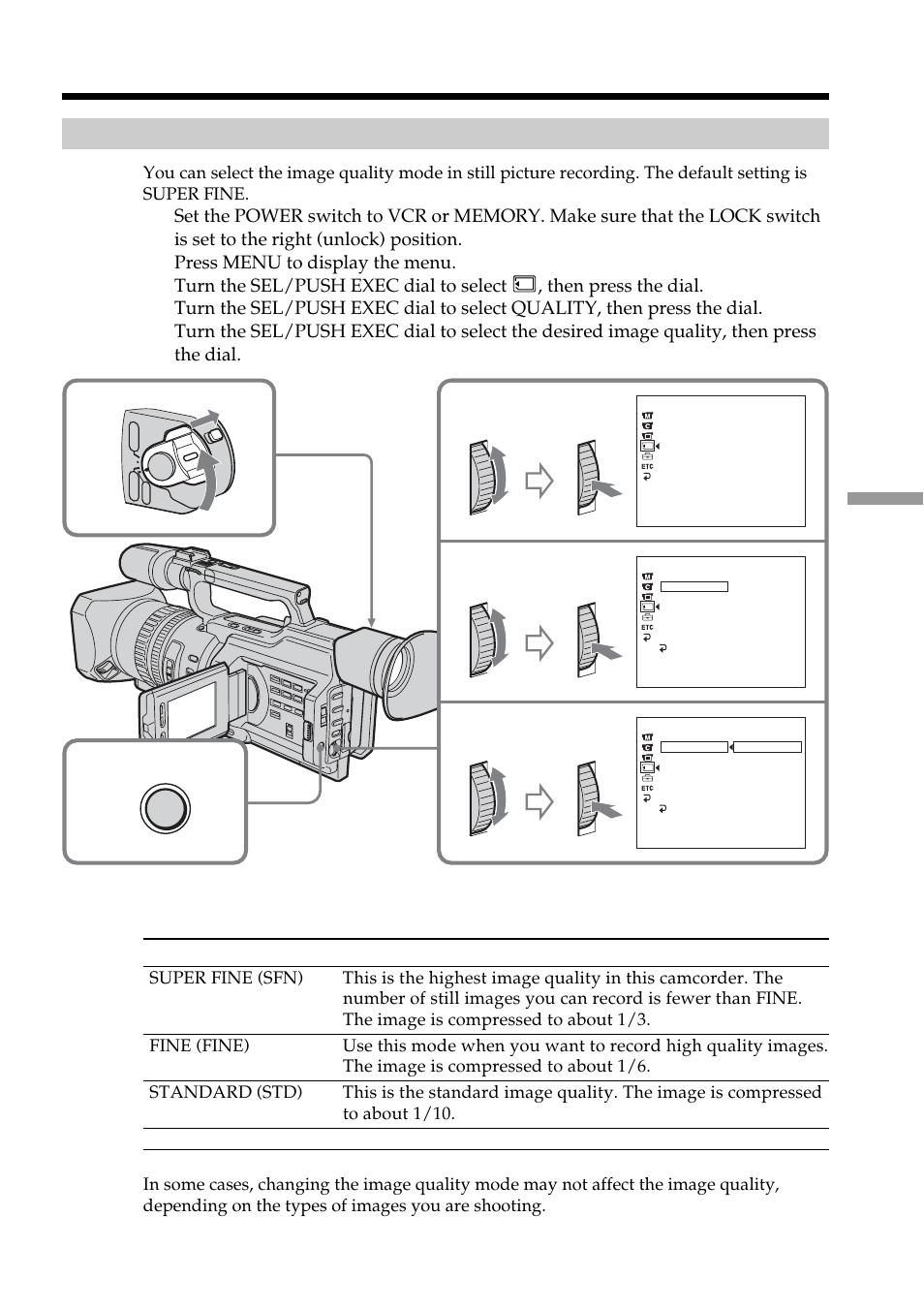 Image quality settings | Sony DCR-VX2100 User Manual | Page 119 / 176