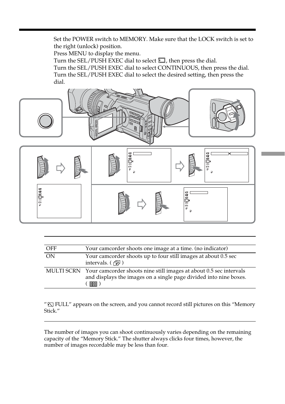 Continuous shooting settings | Sony DCR-VX2100 User Manual | Page 123 / 176