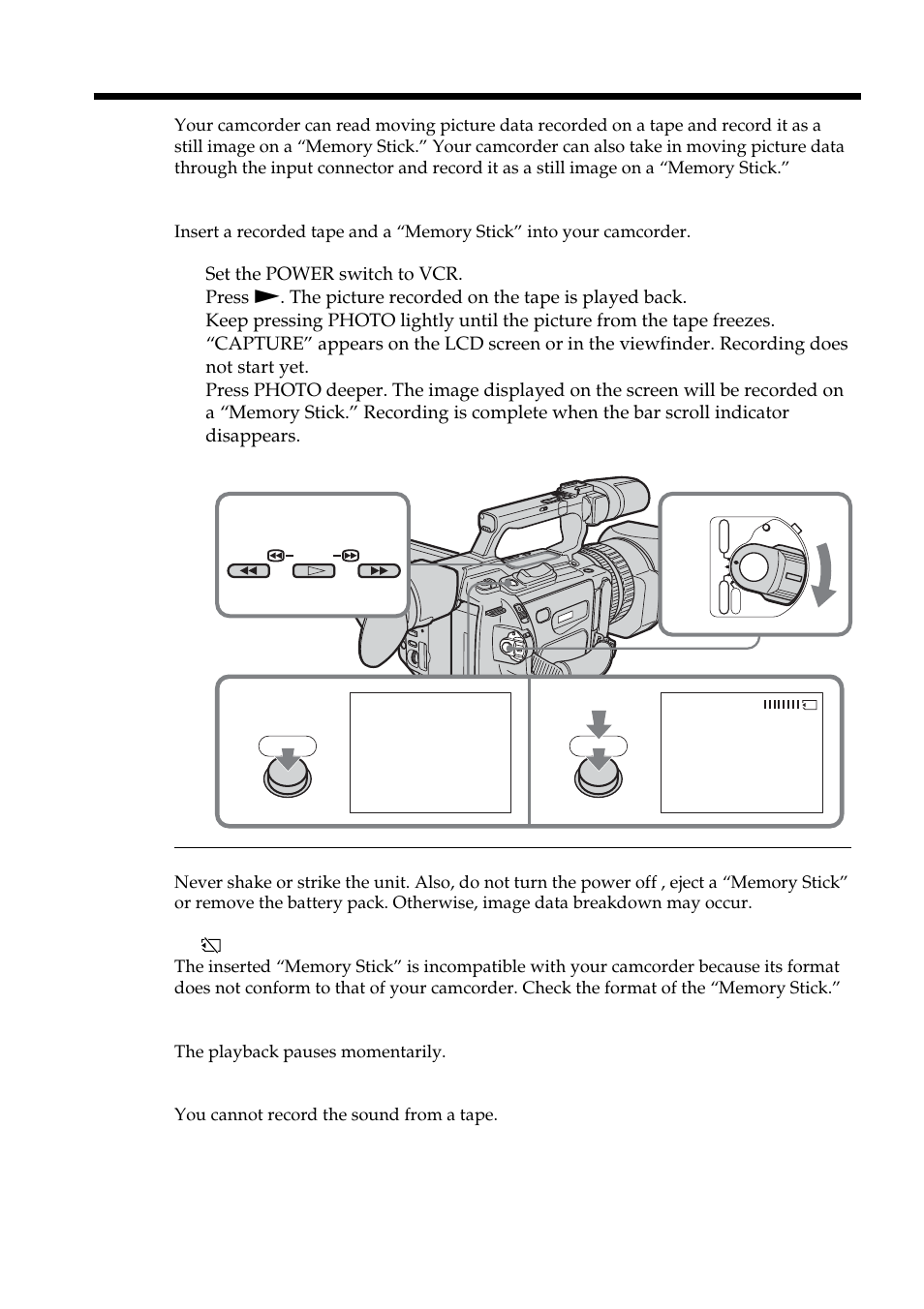 Recording an image from a tape as a still image | Sony DCR-VX2100 User Manual | Page 128 / 176