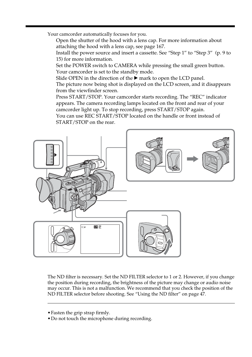 Recording – basics, Recording a picture | Sony DCR-VX2100 User Manual | Page 16 / 176
