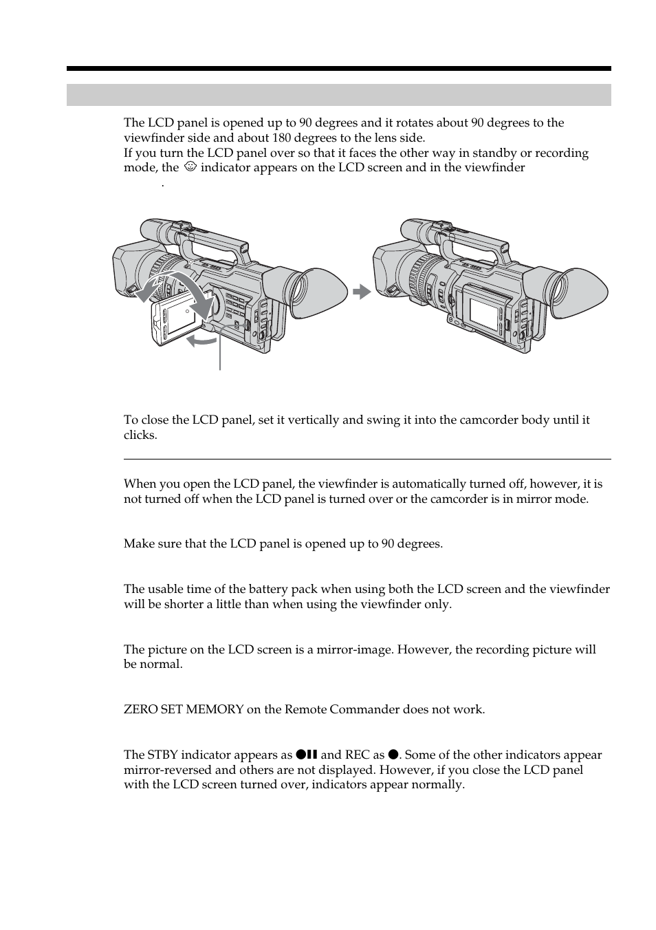 Recording a picture adjusting the lcd screen | Sony DCR-VX2100 User Manual | Page 18 / 176