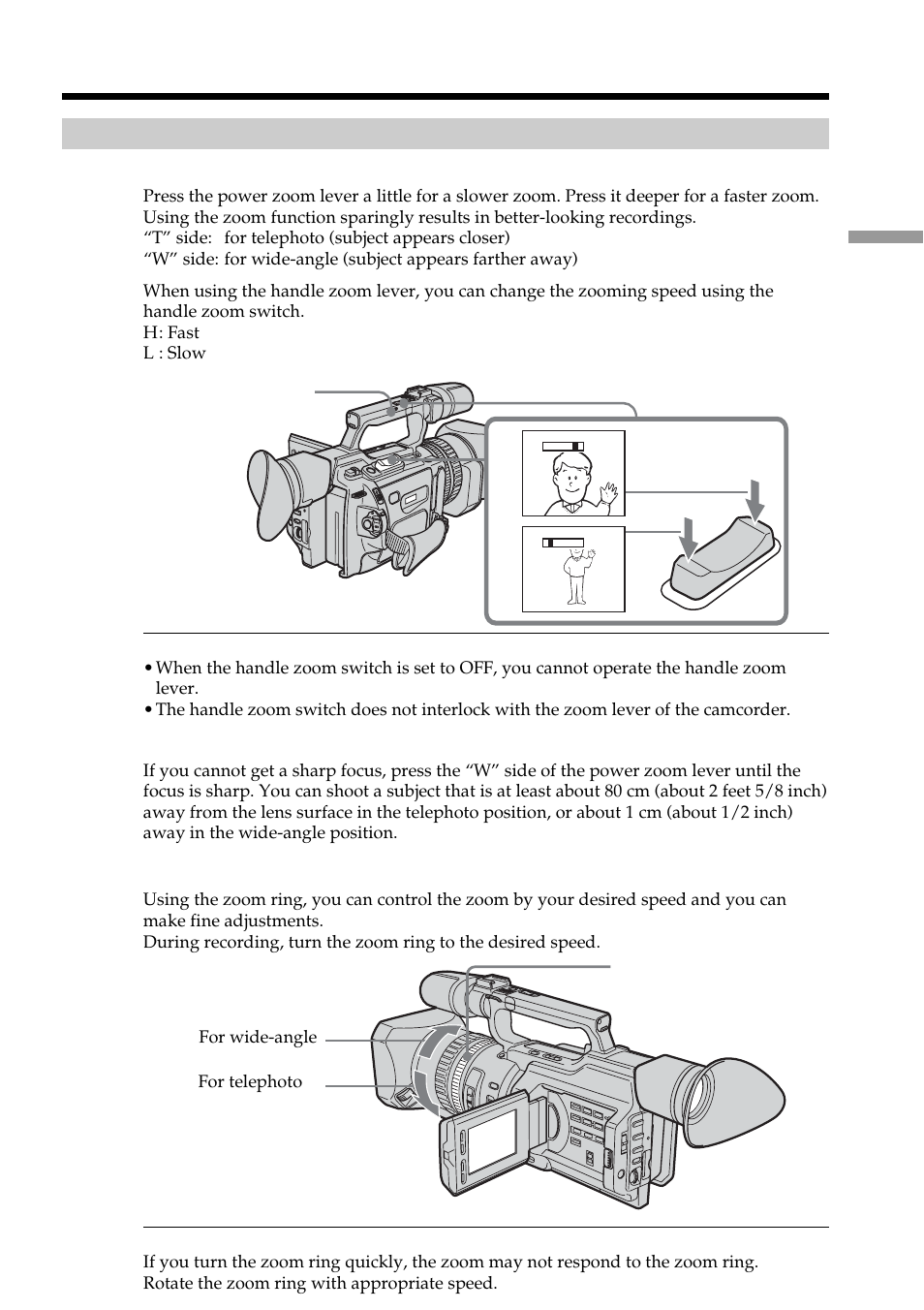 Recording a picture using the zoom feature | Sony DCR-VX2100 User Manual | Page 21 / 176
