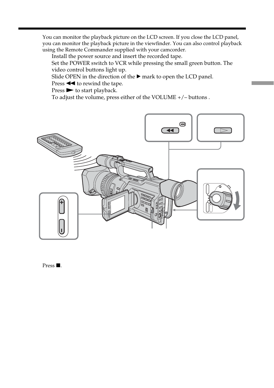 Playback – basics, Playing back a tape | Sony DCR-VX2100 User Manual | Page 27 / 176